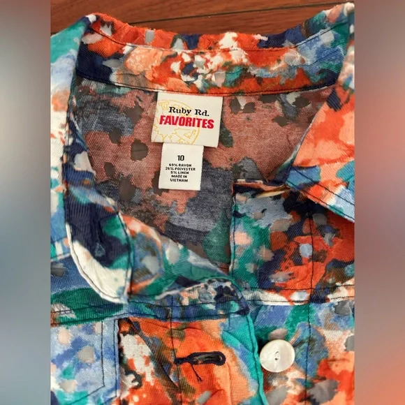 Ruby Rd. Multicolor Abstract Button-Up Blouse - Picture 3 of 7